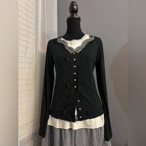 SOLD Like New J.Crew Black Lace Long Sleeve Cardigan – Size M